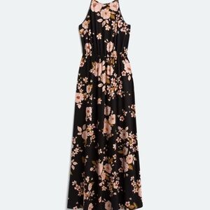 French Grey Black and Pink Halter Sundress Maxi